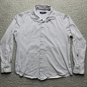 Stone Rose Casual Button Up Shirt Mens Large Geometric White Dot Long Sleeve